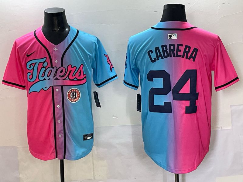 Men 2025 Detroit Tigers #24 Cabrera Blue pink Game Nike MLB Jersey style 08->detroit tigers->MLB Jersey